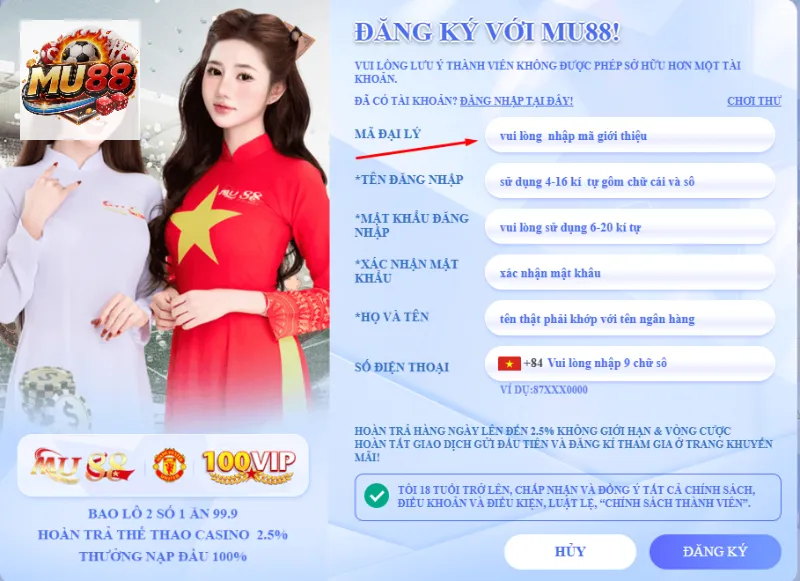 Hướng dẫn đăng ký MU88